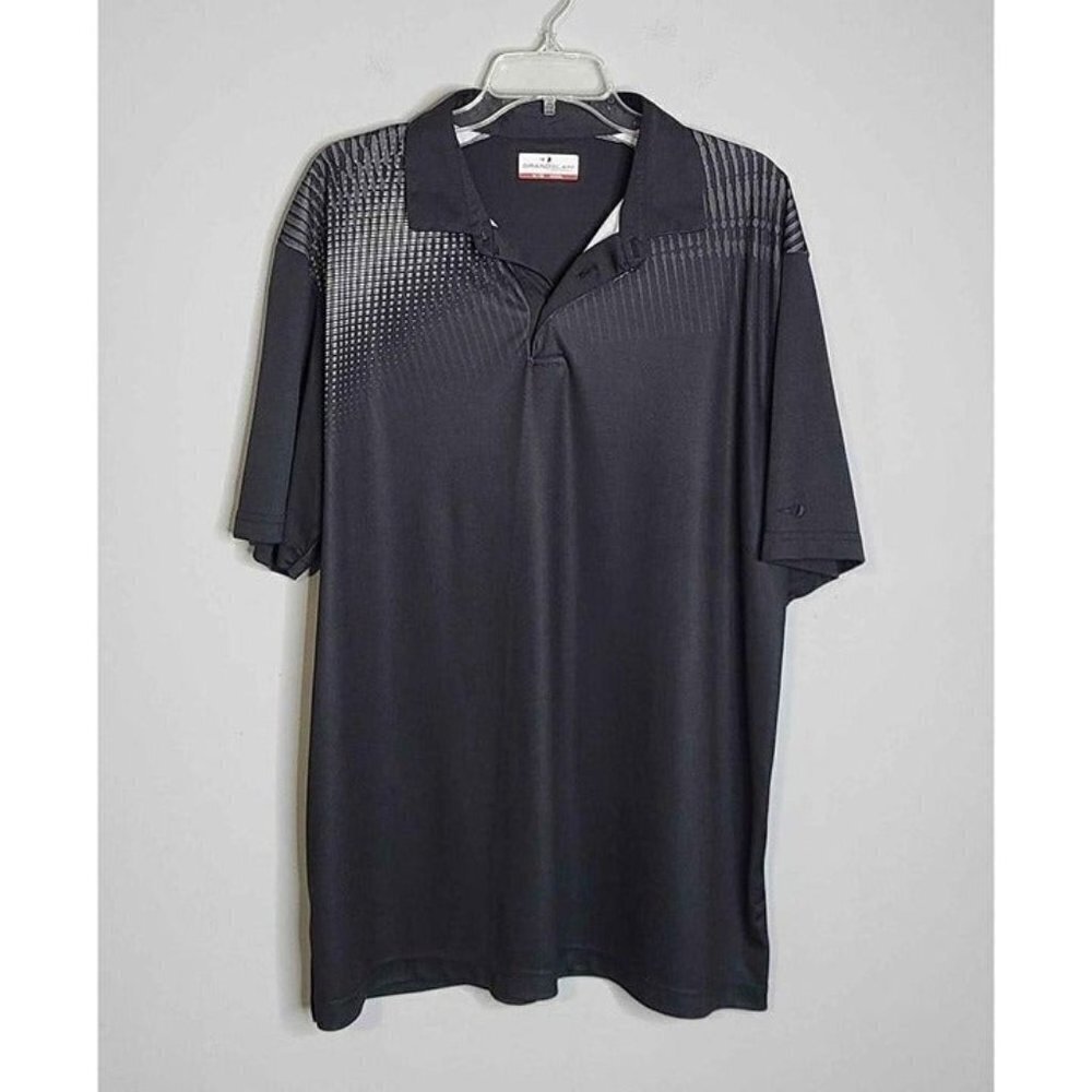 Grandslam Mens Performance Golf Polo Shirt Black Gray Lightweight Size XL